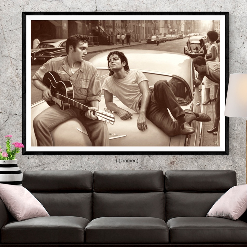 Michael Jackson Elvis Presley Poster Art (36x24)